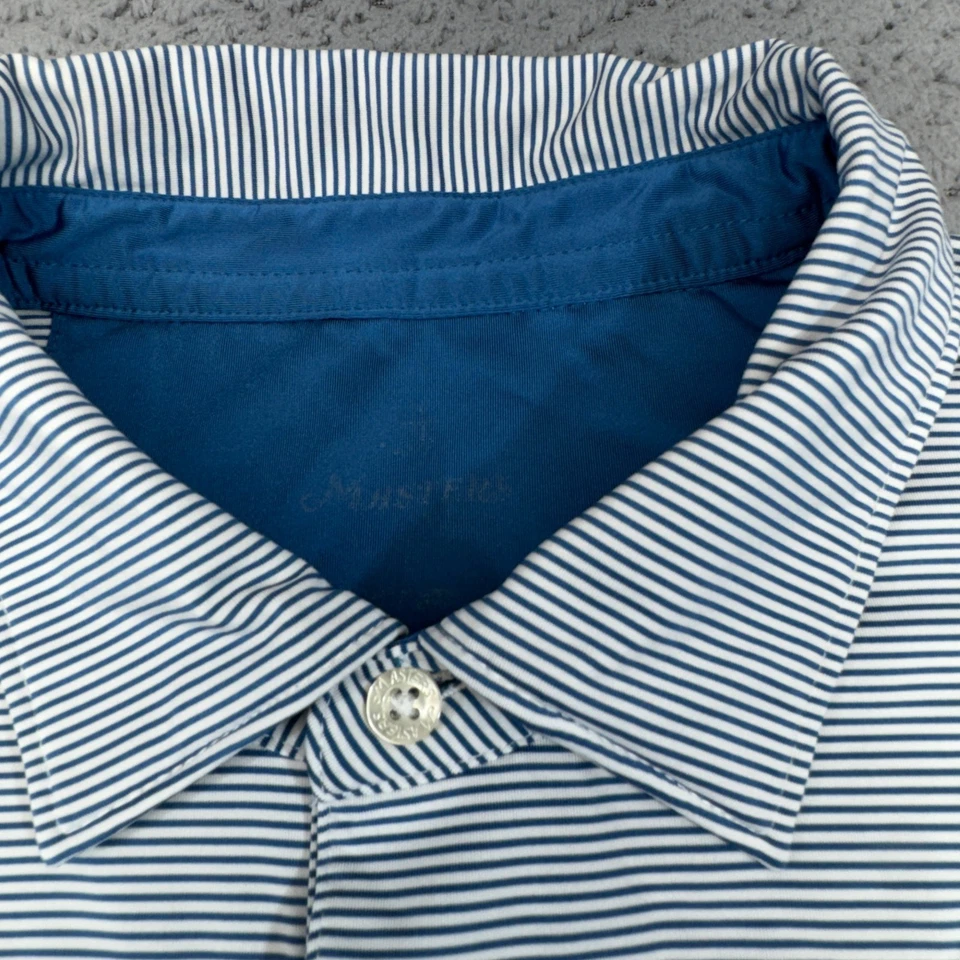 Camisa polo de golf Masters Tournament para hombre grande azul blanco a rayas tecnología de rendimiento Foto 4 de 4