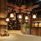 8-Light Rustic Country Chandelier Wood Pendant Lamp Industrial Ceiling Lamp