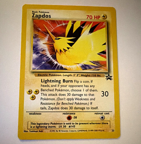 Zapdos 23 Wotc Promo Holo Promo 2000 ENG Pokémon TCG 70 HP Wizards of the Coast