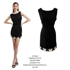 vintage y2k carole Little Black Mini Beaded trim Embroidered Dress size 10.
