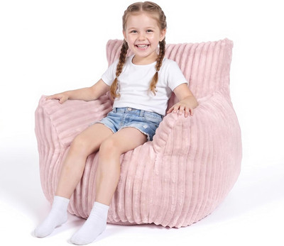 2.5FT Bean Bag Chair for Kids, Plush Faux Fur Floor Seating Furniture Bean Bag C