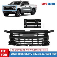 For 2022-2026 Chevy Silverado 1500 Rst Black Front Bumper Grille W Camera Hole