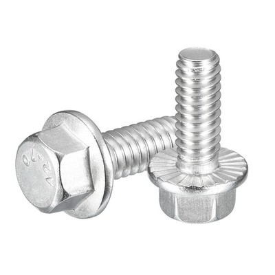 10Pcs 1/4-20 x 5/8'' Flanged Hex Head Bolts 304 Stainless Steel Hexagon Screws