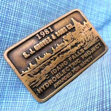SJ Groves & Sons SA Belt Buckle 1981 Idaho Falls Hydroelectric Project   .GMP786
