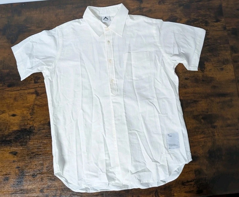 Wasted Collective Short Sleeve Sz L Button Up Shirt White Men's made in Japan