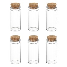 6Pcs Mini Glass Bottles with Cork Stoppers, 60ml Small Clear Glass Jars