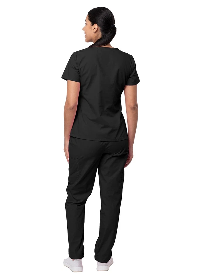 Sivvan Women’s Scrub Set - Multi Pocket Cargo Pants & Stylish Mock Wrap Top - Image 2 of 4