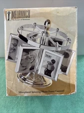 Silver Plated, Spinning Photo Frame, 6 - 2x3 Double Sided Frames, 12 Photos