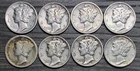 Mercury Dime Variety Lot of 8 - 90% Silver 10C Combined Shipping!