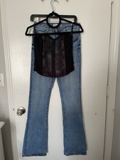 ZARA Women's Blue Medium Wash Bootcut Denim Cotton Jeans 5-Pocket Size 6