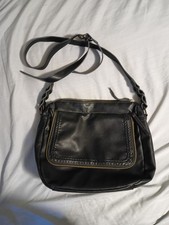 Women s Black Crossbody Bag Zip Closure Adjustable Strap Outer Pockets