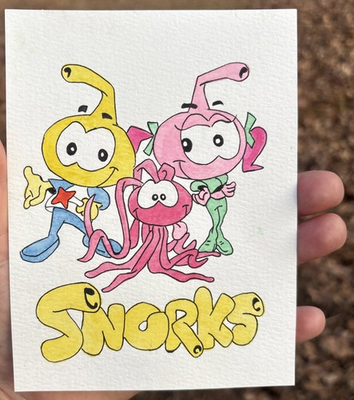 #ad Original Art ACEO ATC Miniature Watercolor The Snorks $6.08