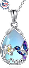 YFN Hummingbird Necklace for Women Silver-Hummingbird with Moonstone