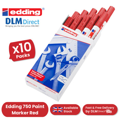 Edding 750 rot - Paint Marker Stifte wasserfest Permanent Ink Marker - 10er Pack 