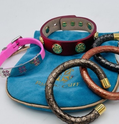 Rustic Cuff 5pc ''Magenta & Metallic'' Python Stack with Pouch