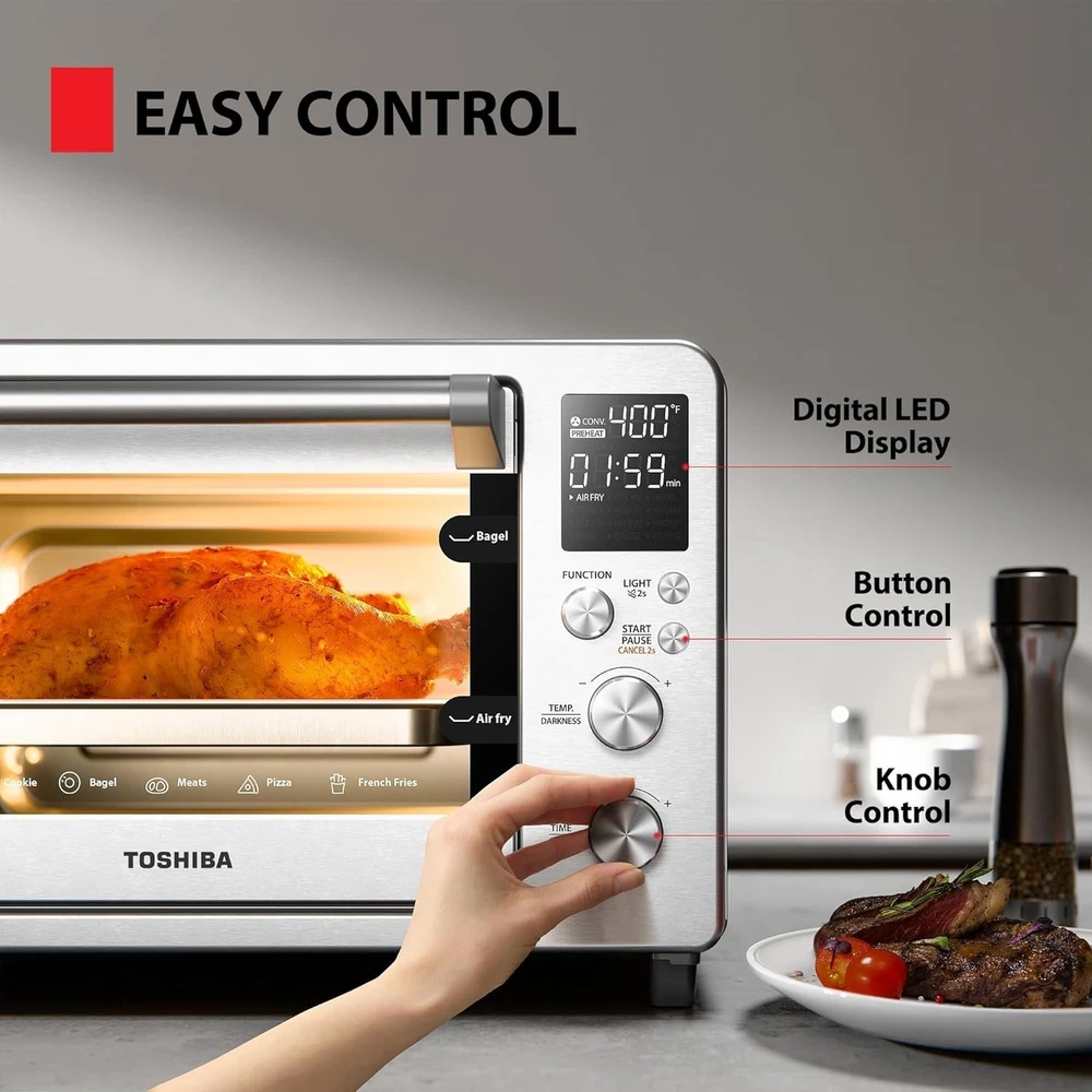 26.4 QT Stainless Steel 12-in-1 Air Fryer Toaster Oven Combo for Family Cooking 26.4 QT Stainless Steel 12-in-1 Air Fryer Toaster Oven Combo for Family Cooking