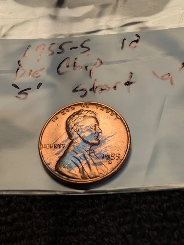 1955-S BU Lincoln Wheat Cent Die Chip 'S' and start on '9'  ** Uncirculated **