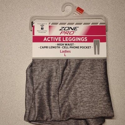 Zone Pro Active Leggings Size Large High Waist Capri Length Cell Phone Pocket