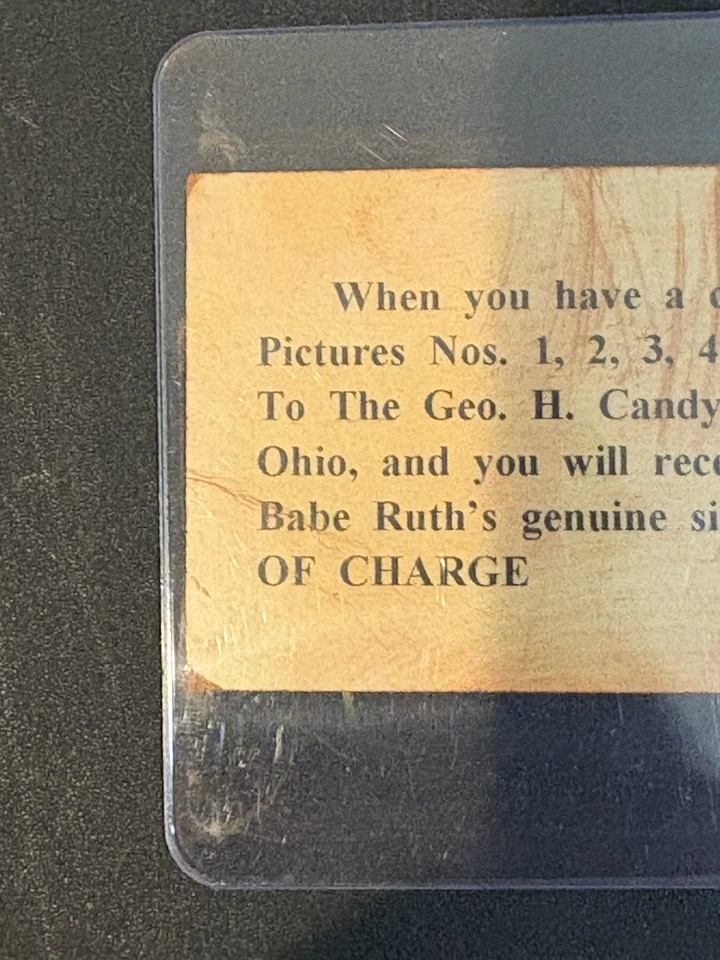 Cartão Babe Ruth 1928 The Geo H. Candy Co. #6 - Imagem 4 de 4