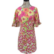 Lilly Pulitzer Rare Fiesta Shift Dress Hottie Floral Pinch Print Size 8 ruffle
