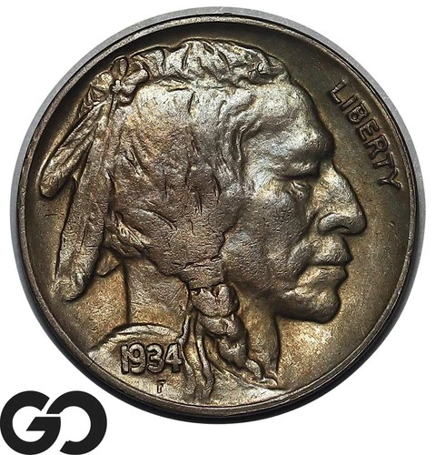 1934-D Buffalo Nickel, Beautiful Color, Solid Gem BU++