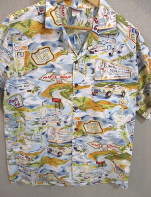 Pacific Legend Route 66 Aloha Shirt Size Large Made in Hawaii
