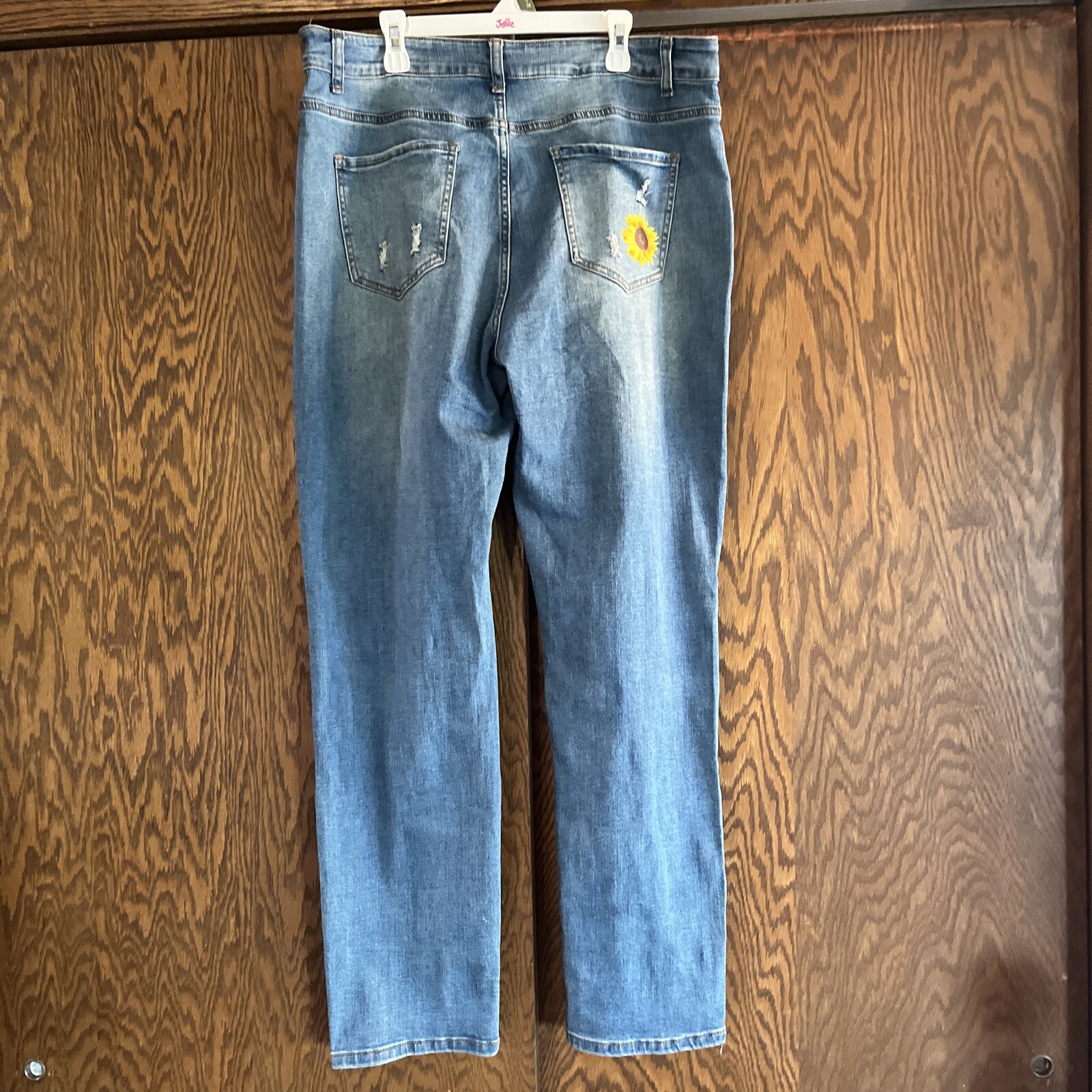 Leopard patchwork Sunflower Print Distressed High… - image 5