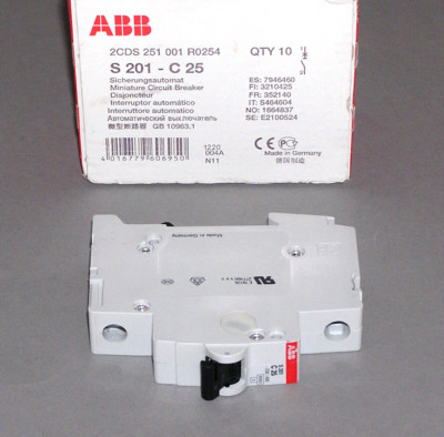10x ABB Leitungs-Schutz-Schalter S201 C25 1-polig ~ LS-Sicherungs-Automat ~ NEU