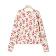 Sezane Women's French Floral Print Sweater Coat Cardigan