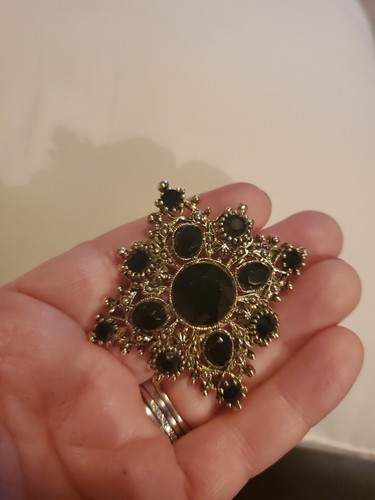 Vintage funkelnde schwarze Anstecknadel (Modeschmuck) Brosche♡♡ - Bild 2 von 4