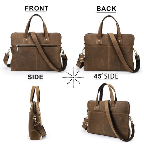 Large Men's Genuine Leather Messenger Laptop Bag Shoulder Bag Cross body Satchel - Picture 9 of 9