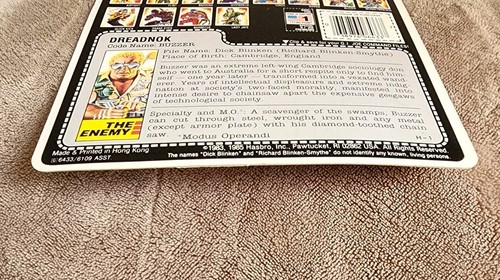 G.I. Joe 1985 Dreadnok Buzzer Full File Card - Bild 4 von 4