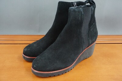 Sanctuary Engage Shoes Womens 8.5 Black Leather Suede Pull On Chelsea Ankle Boot