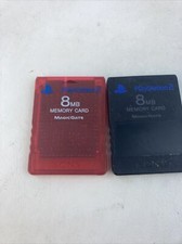 Lot of 2 OEM PS2 8MB Memory Card Sony Playstation 2 - SCPH-10020 Red and Black