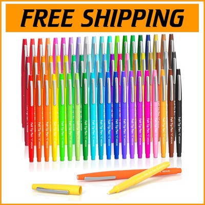 Assorted Colors Felt Tip Markers - Quick-Drying, Smear-Proof & Fade-Resistant