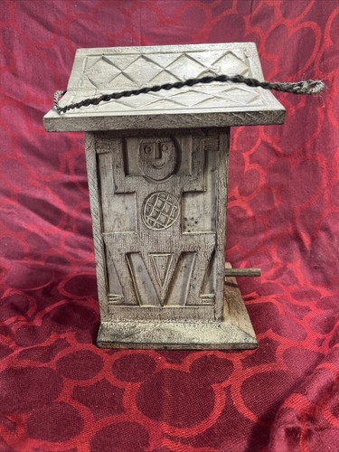 Unique Frog Design Carved Bird House Rustic Hand Carve Wood 10.5" -- 7271 - 第 4/9 張圖片