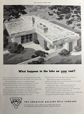 American Rolling Mill Co Steel Roof Lake house Drainage Ohio VTG Print Ad 1947