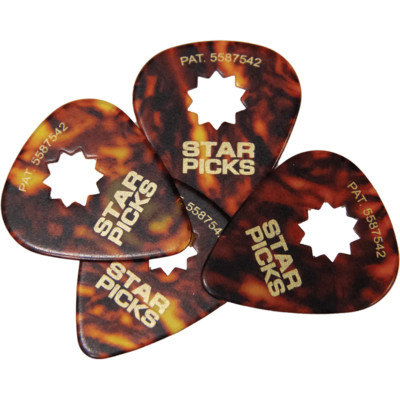 Star Pick Tortoise Shell Celluloid Guitar Picks   12-pack