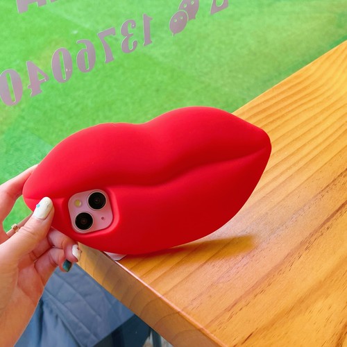 For iPhone 15 14 13 12 11 7 Hot Cool 3D Sexy Red Lips Silicone Phone Case Women - Picture 10 of 13