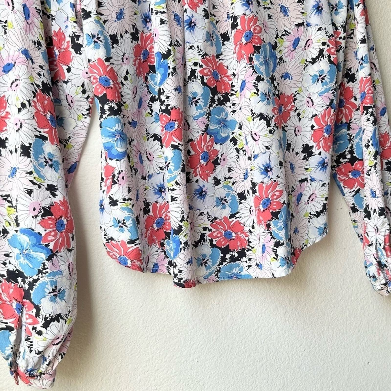 Veronica Beard Silk Madge Button Multi Floral Sil… - image 12