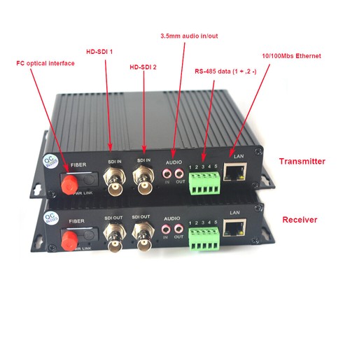 Estensore 2 canali da HD SDI a fibra ottica con audio RS485 10/100MEthernet 3,5 mm - Foto 3 di 7