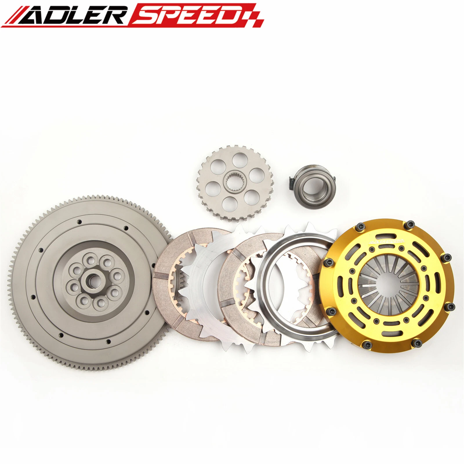 ADLERSPEED Clutch Disc 306698051231 &ndash; Ceramic Disc Style: Rigid hub Disc Size: 7.25" (185mm) Disc Quantities: 2 Disc Spline: 185 x 22T Clutch Type: Push Style Release Mechanism Clutch Cover: Aircraft Aluminum Alloy Flywheel Design: One piece standard light weight Billet Chromoly Flywheel Weight: Standard light weight Release Bearing: Include Alignment Tool: Not include &ndash; Fits 04-05 BMW 325 330 530 X3 Z4 M54 6SPEED