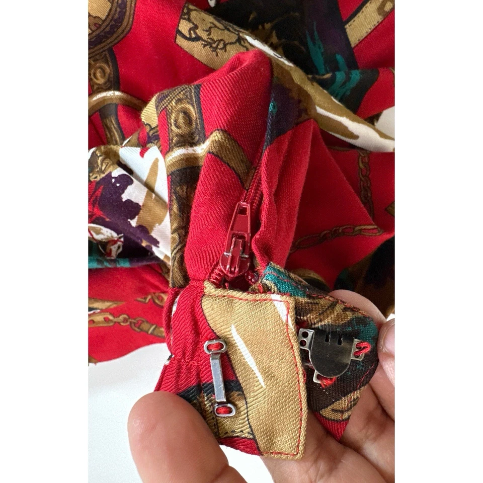 Falda midi Chaus 100 % rayón estampado ecuestre para mujer talla 14 Foto 2 de 4