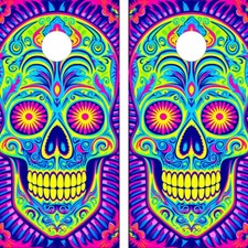 FADEPROOF Cornhole Board Wraps Laminated / Shocked Skull