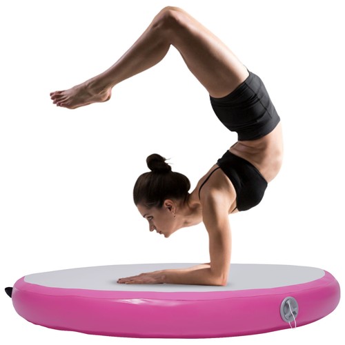 Aufblasbare Sport-Yoga-Trainings-Gymnastikmatte mit Pumpe, 100*10cm, Rosa - Afbeelding 2 van 18