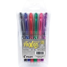 Pilot FriXion Erasable Gel Pen Pack of 6 in Assorted Colors - Extra Fine Point