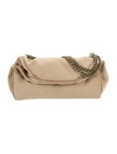 Sergio Rossi Italian Suede Leather Chain Shoulder Bag Clutch Handbag Purse