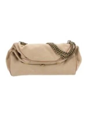 SERGIO ROSSI ITALIAN SUEDE LEATHER CHAIN SHOULDER BAG CLUTCH HANDBAG PURSE