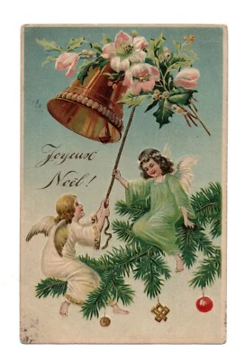 CPA 9076 en relief. Joyeux Noël. Anges de Noël. - Photo 1/2