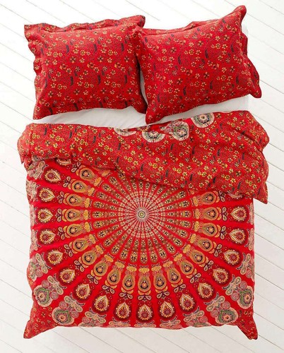 Lot De 4 Housses De Coussin Mandala – 45x45 Cm – Polyester Multicolore – Déco Ethnique